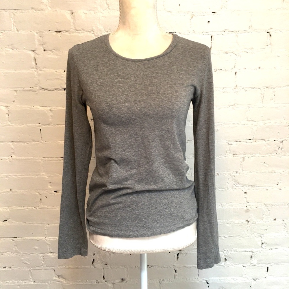 Theory long sleeve crew neck t shirt gray cotton jersey size m